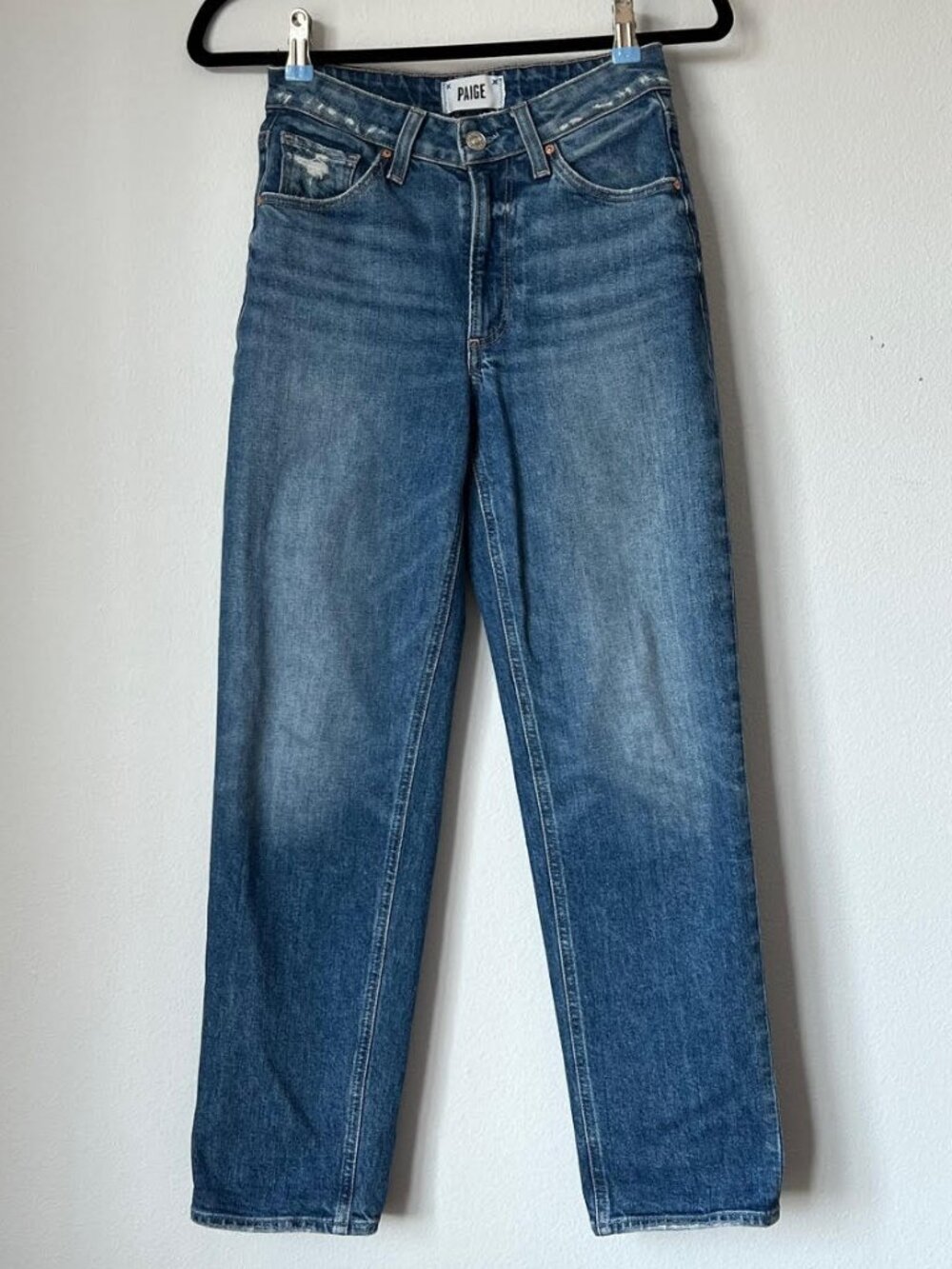 Paige Sarah Straight Ankle Jeans Distressed Medium Wash - Size 24